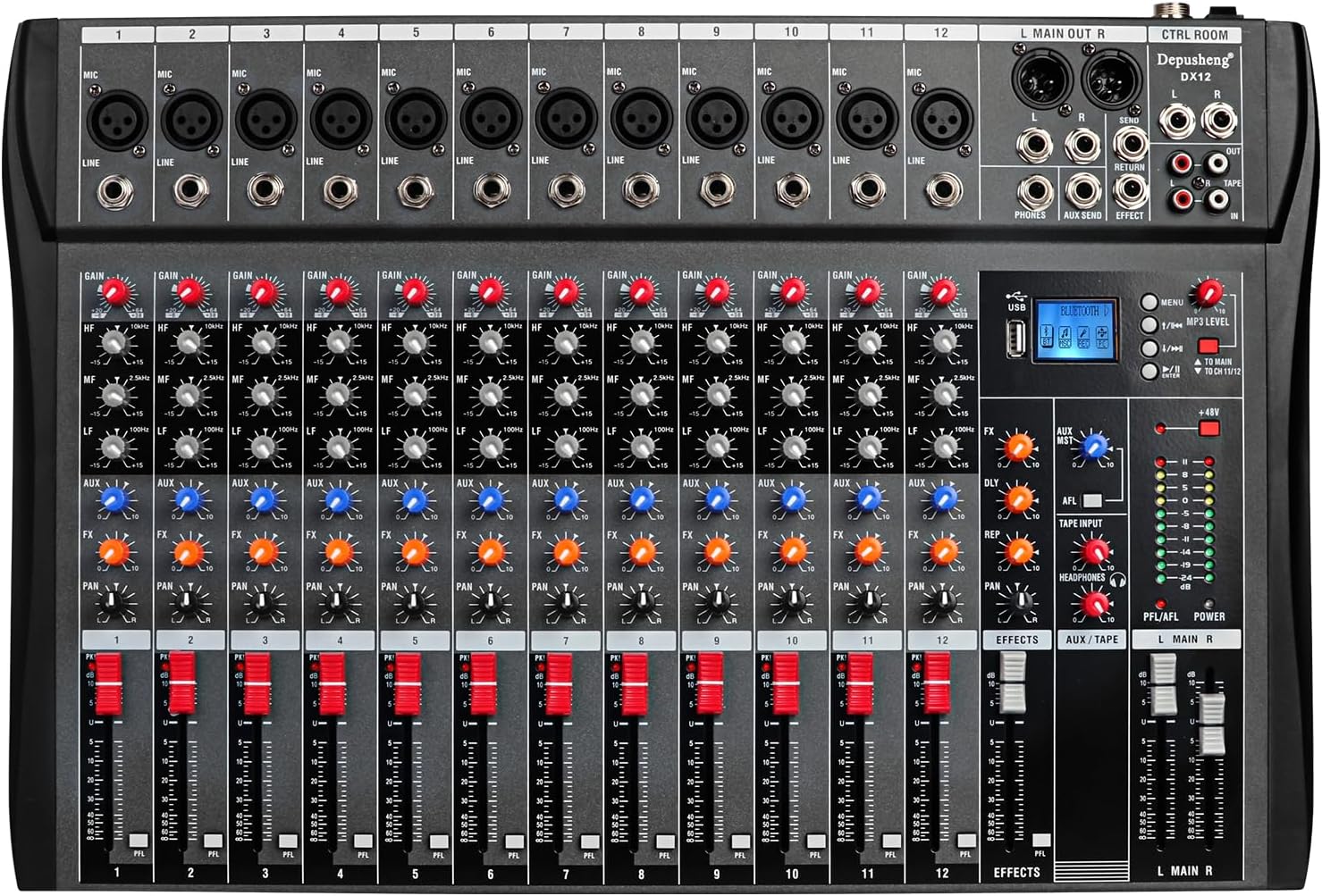 DEPUSHENG DX12 12チャンネル アナログミキサー Amazon.com: Depensheng DX12 DJ Sound Controller Interface w